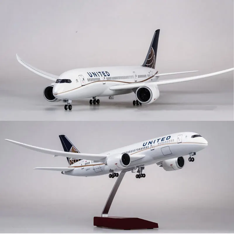 

43cm American United Airlines 1/130 Scale Airplane Boeing B787 Dreamliner Aircraft Model Light Wheel DiecastPlastic Resin Plane