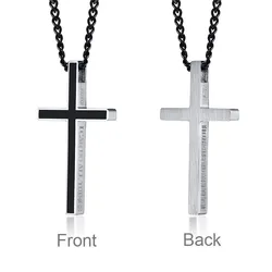 Men's Stainless Steel Cross Collar Pendant Religious Inspirational Quotes I Can Do All Things Men Choker Necklace