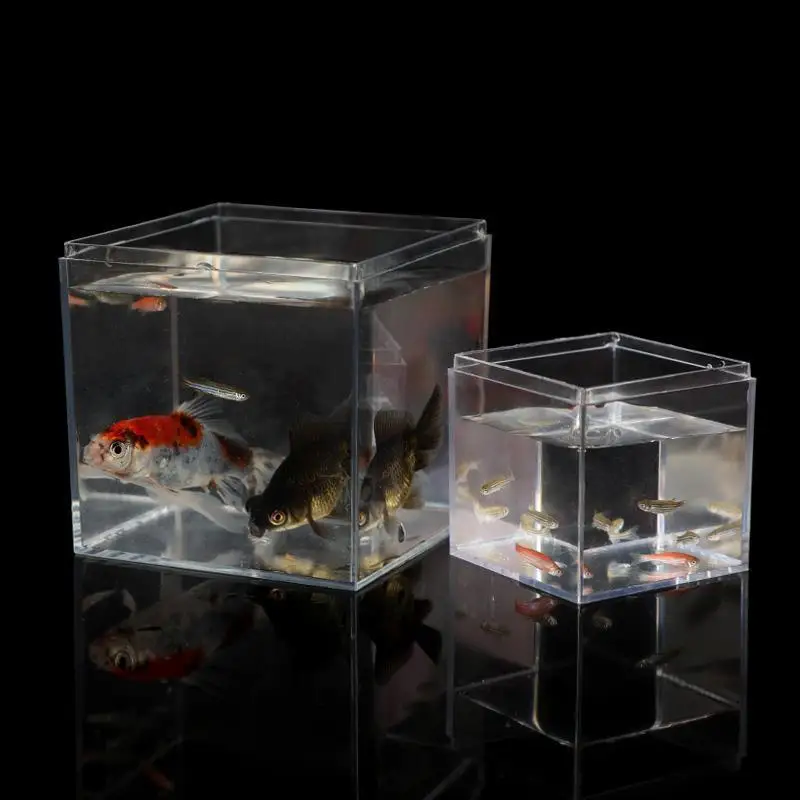 Aquarium Accessories Betta Fish Tank Gold Fish Transparent Food Grade Plastic Tank Isolation Square Box with Lid