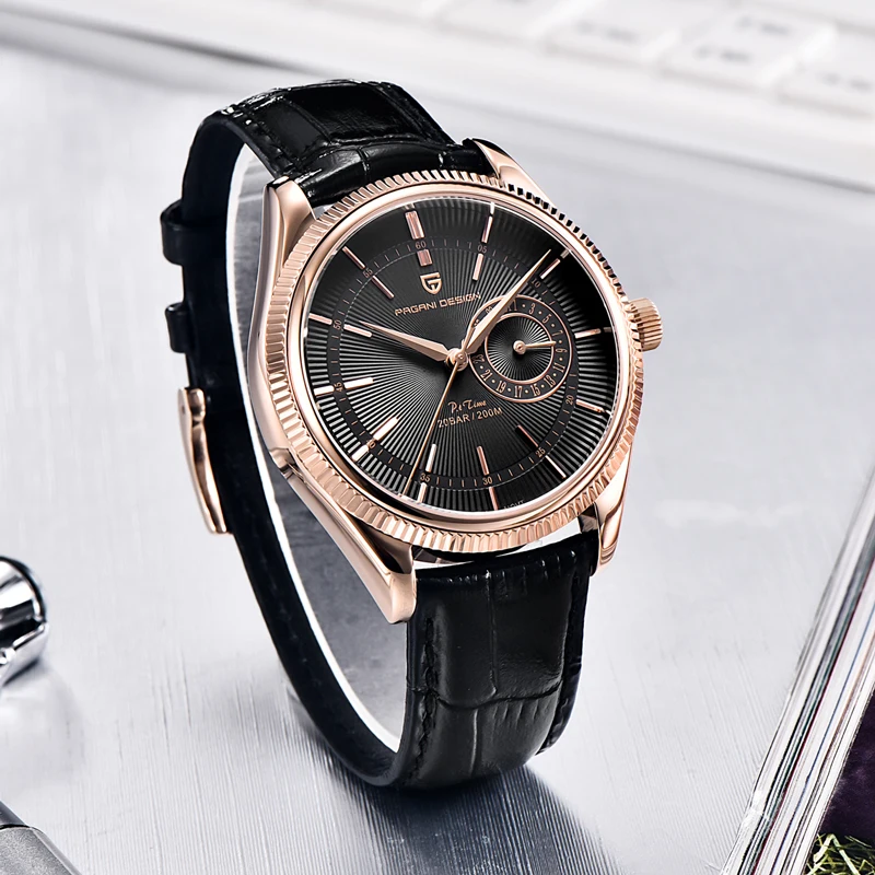 PAGAN DESIGN 2023 Top Brand Luxury Men Quartz Wristwatches 20Bar Waterproof Military Sports Watch For Men Leather Sapphire Clock