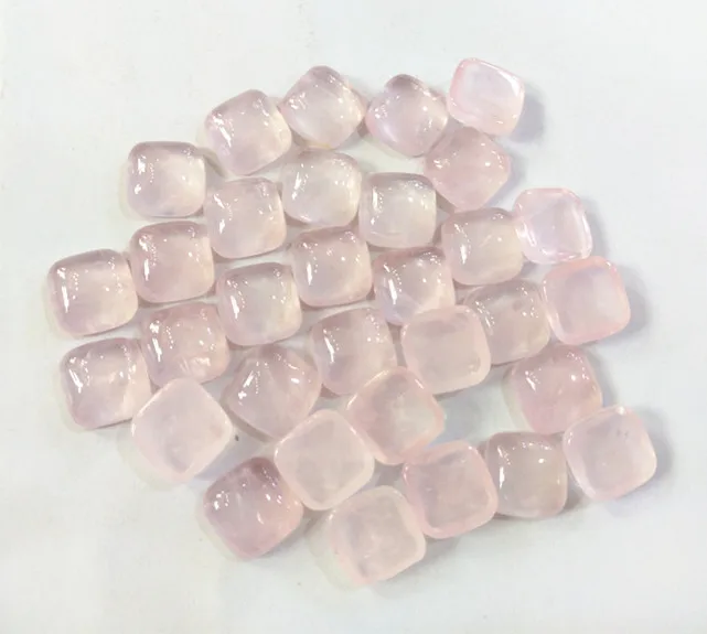 Natural Rose Quart Square Cabochon 10mm Gemstone Cushion CAB Jewelry Ring Face Wholesale10pcs/lot