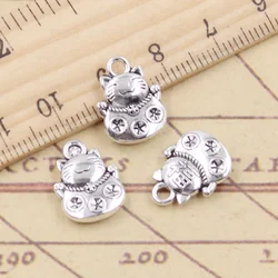 10pcs Charms Lucky Cat 15x11mm Tibetan Silver Color Pendants Antique Jewelry Making DIY Handmade Craft