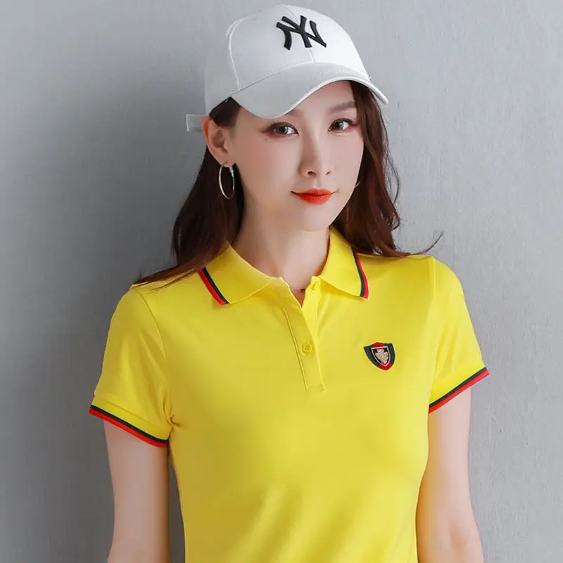 

2020 Summer Women Golf Polo Shirts Short Sleeved Shirt Women's Casual T Shirts 95% Cotton Embroidery Logo Female Fashion Tops