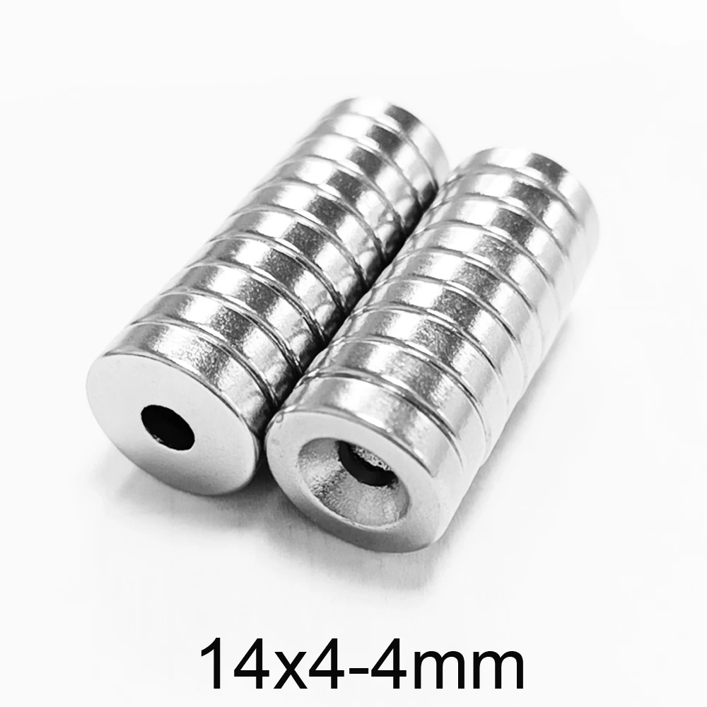 2/5/10/20/50/100PCS 14X4-4 Small Round Rare Earth Magnet 14X4 Hole 4mm 14x4-4mm Countersunk Neodymium Disc Magnet Strong 14*4-4