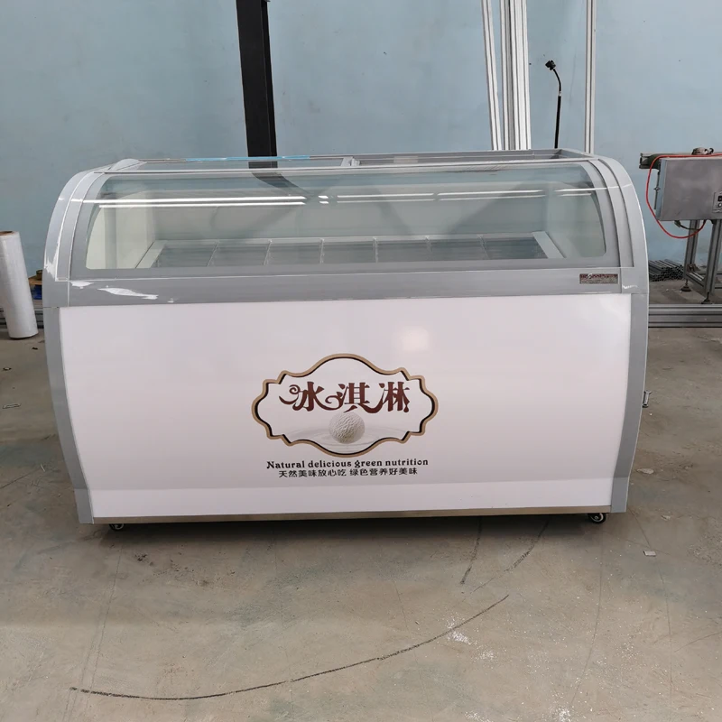 Stainless Steel Ice Cream Showcase 4 Round barrels Or 6 Square Barrels Ice Cream Display Cabinet Popsicle Ice Porridge Freezer