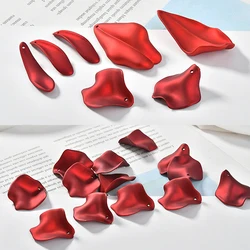 8pcs New Fashion Red Green Advanced Sense Rose Petal Earrings Material Diy Temperament Long-style Jewelry Accessories
