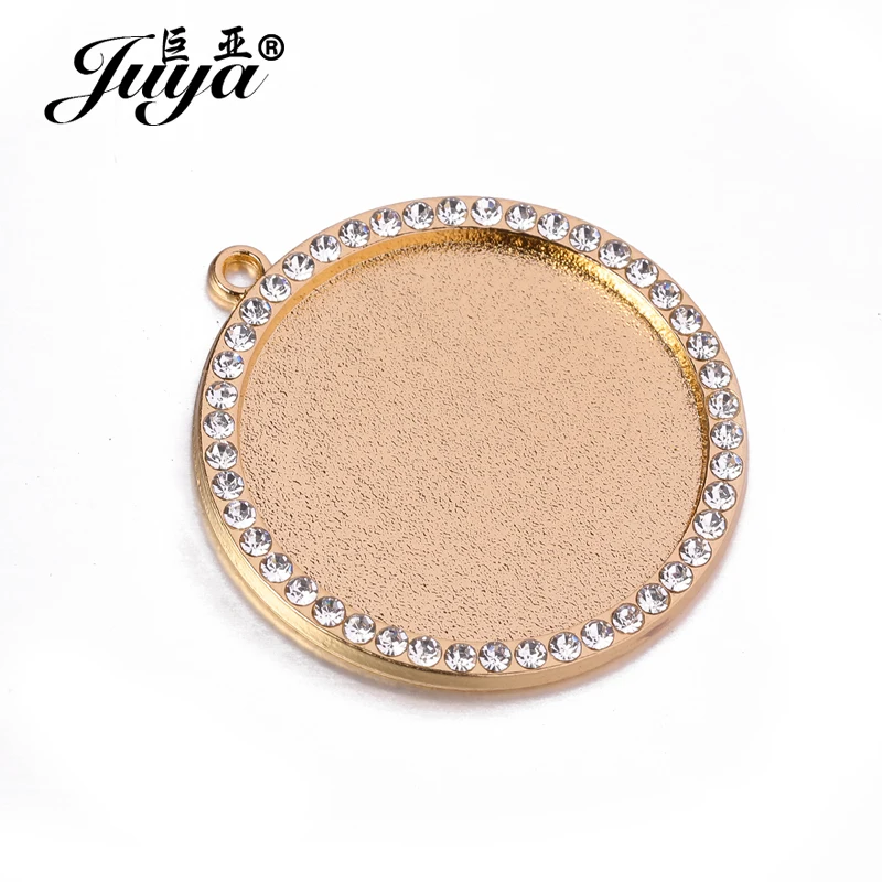JUYA 5 teile/los 25/30mm Runde Cabochon Einstellung Diamant Handwerk Zubehör Anhänger Basis DIY Schmuck, Die Entdeckungen Für halskette – Detail 8