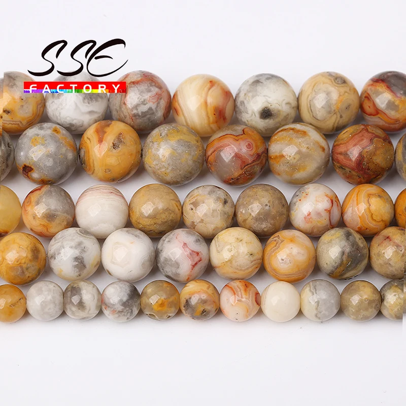 Natural Crazy Agates Beads Round Loose Spacer Stone Beads For Jewelry Making DIY Bracelet Accessories 15\'\' Strands 4 6 8 10 12mm