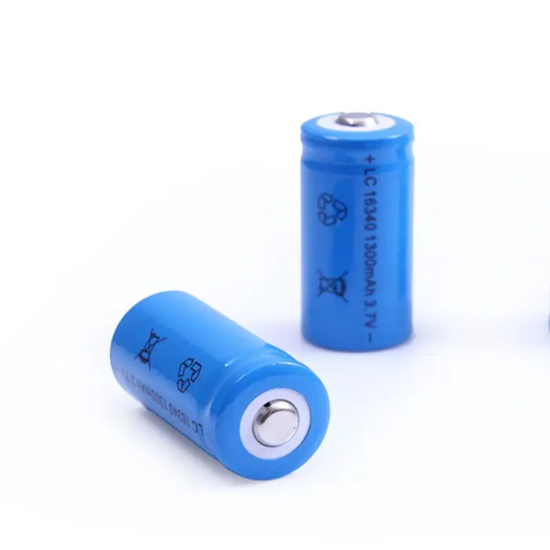 1300mah 3.7v 16340 baterias recarregáveis do li-íon cr123a e carregador da ue para a pena conduzida do laser da lanterna para a bateria 16340 cr123a