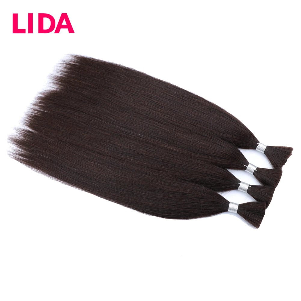 Lida-extensiones de cabello humano brasileño No Remy, mechones de cabello humano trenzado sin trama a granel, 100g por pieza