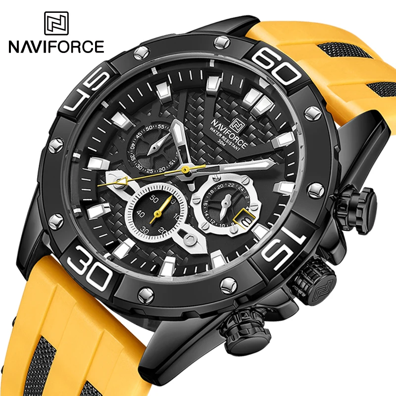 NAVIFORCE 2024 Luxury Watches for Men Fashion Silicone Band Military Waterproof Sport Chronograph Quartz WristWatch Free Shiping