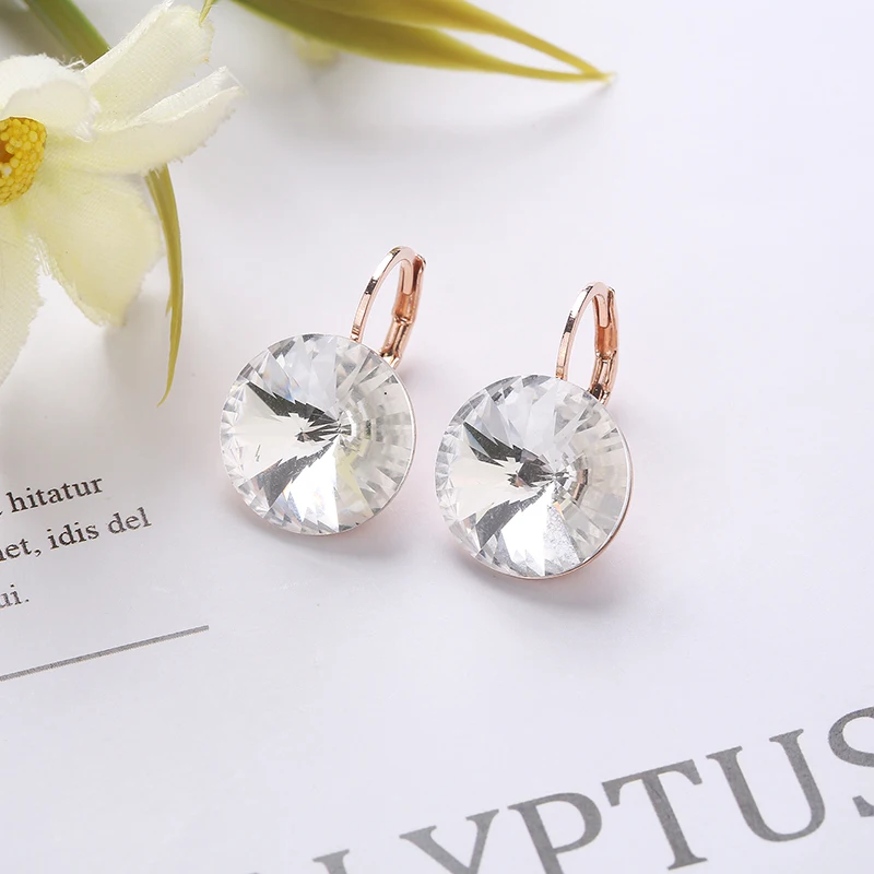 Ms Betti Hot Selling 2022 New Round Stones Drop Earrings 14mm Austrian Rivoli Crystals For Women New Year Christmas Gifts