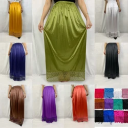 12pcs/1 dozen Muslim Women skirt Extender Slips Lace Skirts Knee Stretch High Waist Skater Flared Pleated Swing Skirt Loose