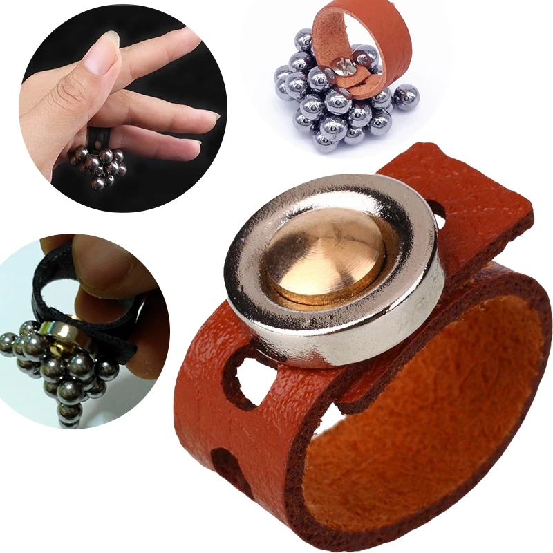 Magic Magnetic Ring Magnet Finger Magician Tool Leather for Slingshot Steel Ball Catapult Hunting