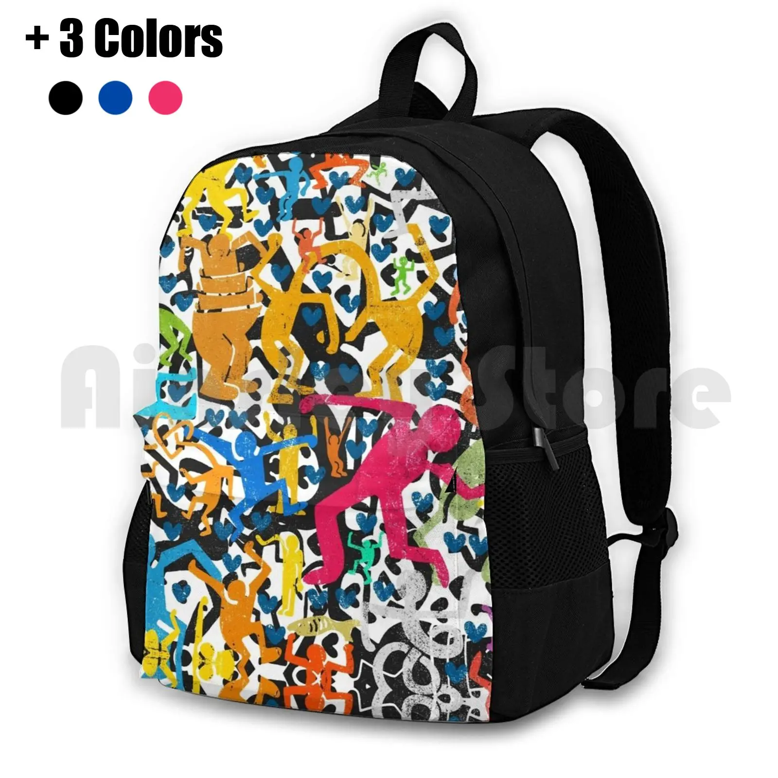 Dance Outdoor Hiking Backpack Waterproof Camping Travel Abstract Pop Art Pop Culture Pattern Retro Vintage Dj Club Party Dance