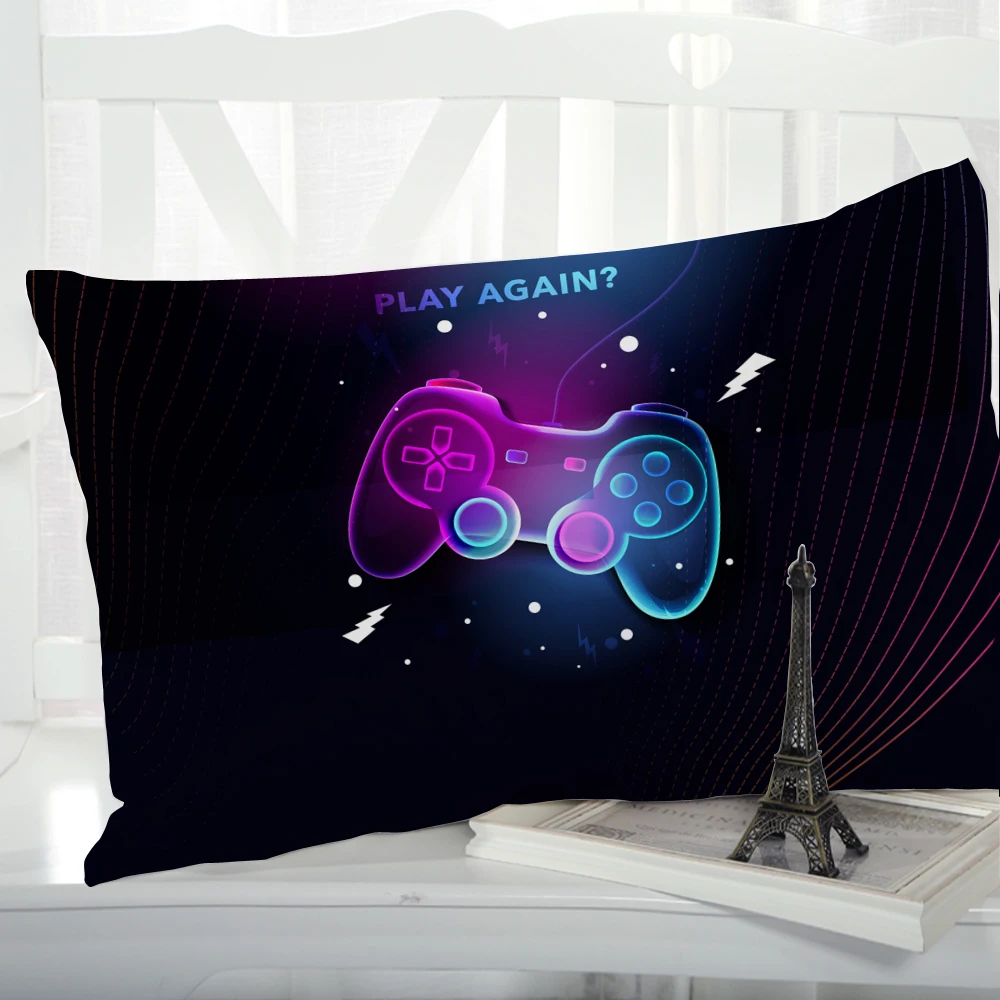 1Pc 3D Decorative Pillow Case Bedding Pillowcase 50x75 50x70 50x80 PillowCover Pillow Cover for Home Game Over Black Gamepad