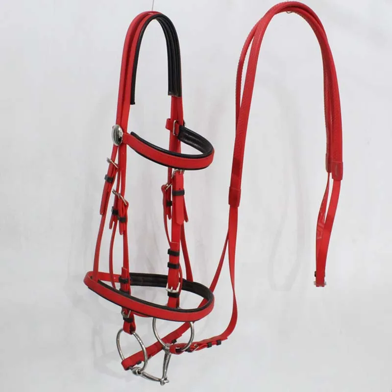 PVC Leather Snaffle Full Chew Bridle Reins Harness Equestrian Goods