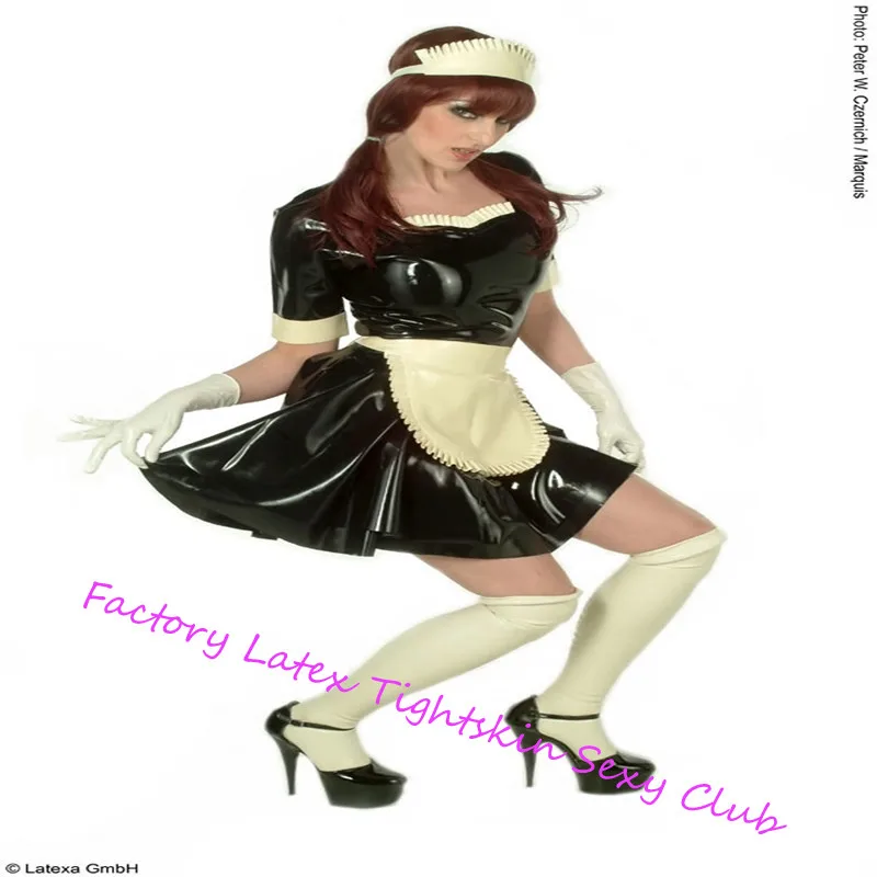 

Sexy Latex Uniform Rubber Maid Cosplay Costumes with Gloves&Socks for Club Wear halloween cosplay costumes for women