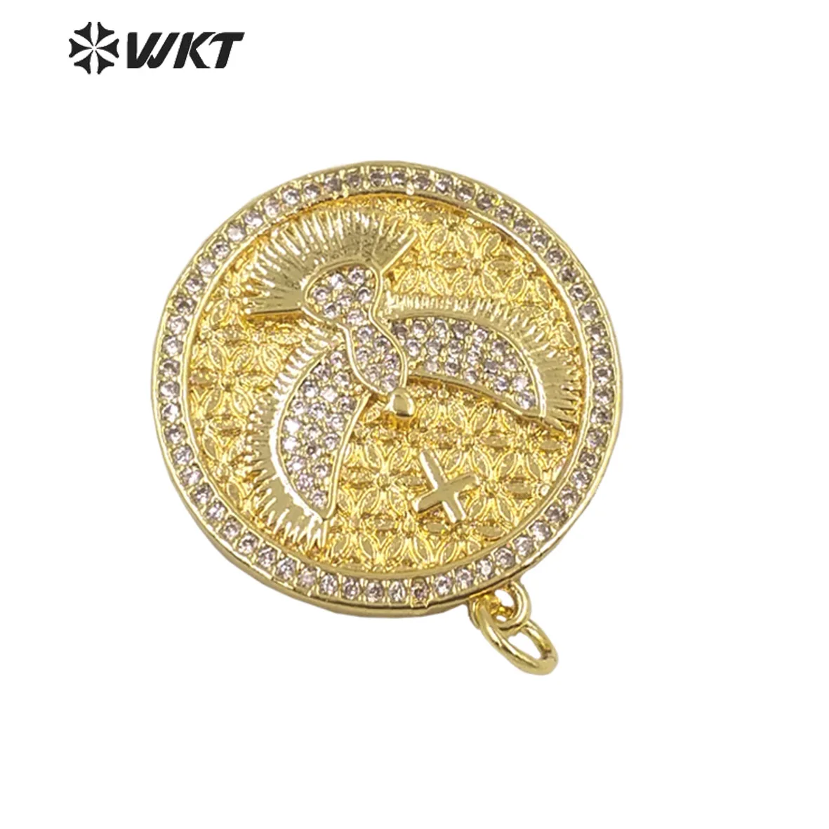 WT-MP201 WKT Newest Fashion Gold Plated Micropave CZ Round Eagle Bird Pendant Women Charming Cubic Zircon Necklace