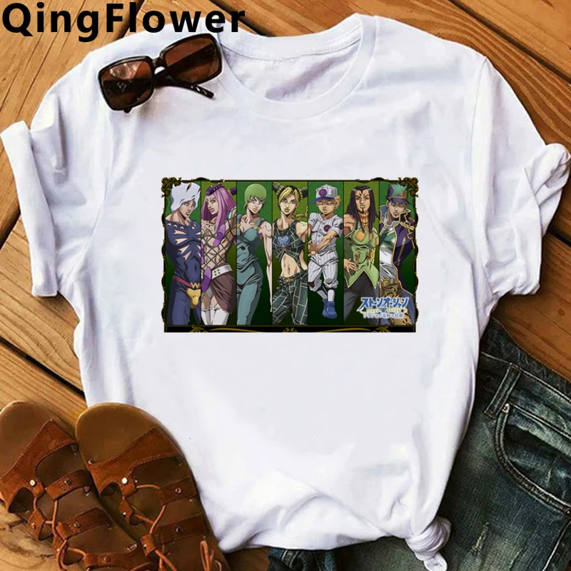 Jojo Bizarre Adventure Japanese Anime T Shirt Men Summer Stone Ocean T-shirt Jojo Graphic Tshirt Unisex Manga 90s Top Tees Male