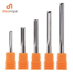 Dreanique 1pc 3.175 4 6 8ミリメートルシャンク2フルート超硬エンドミルcncフライス工具彫刻ビットストレートスロットフライスカッター