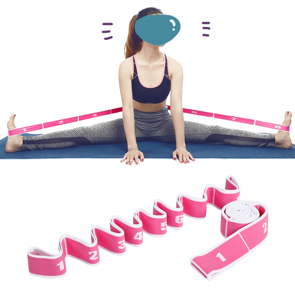 Sangle côtelée élastique en latex de polyester pour yoga, bande d\'étirement, boucle de danse latine, exercice de fitness, accessoires de Pilates,