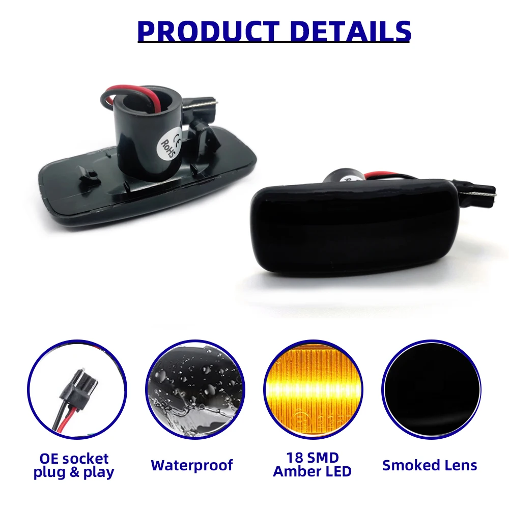 Dynamic LED Side Marker Turn Signal Lights 2007-2014 For Dodge Avenger Grand Caravan Nitro Journey Charger LX Caliber view 3