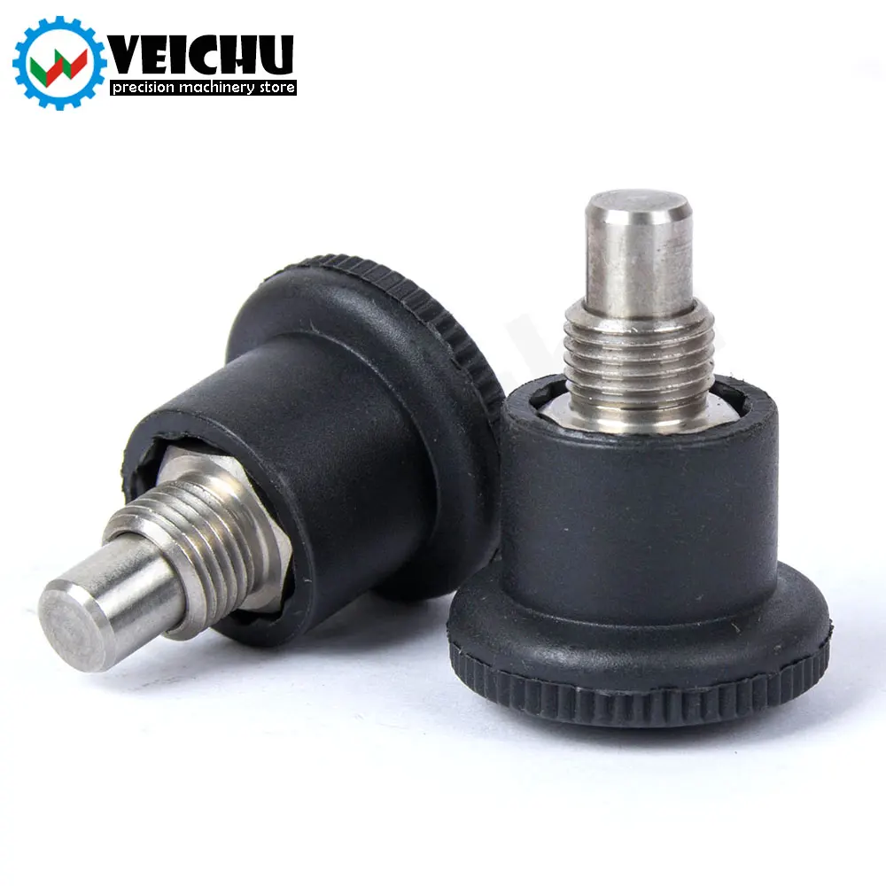 VCN218 Black Plastic Knob Stainless Steel Indexing Plungers With Locking Nose