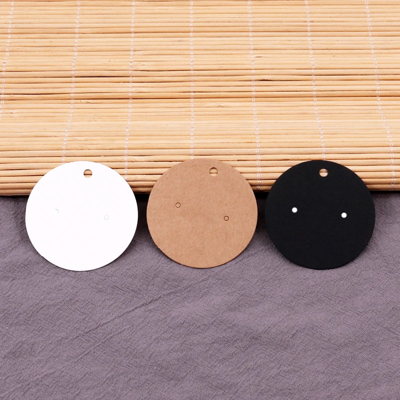 50 PCS/LOT Kraft Paper Round Earring Cards Blank Jewelry Display Packaging Ear Studs Cardboard Dangle Accessories Holder Dec