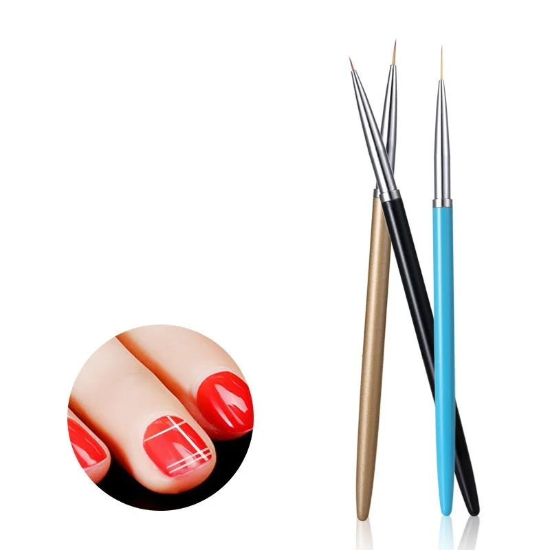 3Pcs/Set Acrylic French Stripe Nail Art Liner Brush Set 3D Tips Manicure Line Drawing Pen UV Gel Brushes Painting Tools