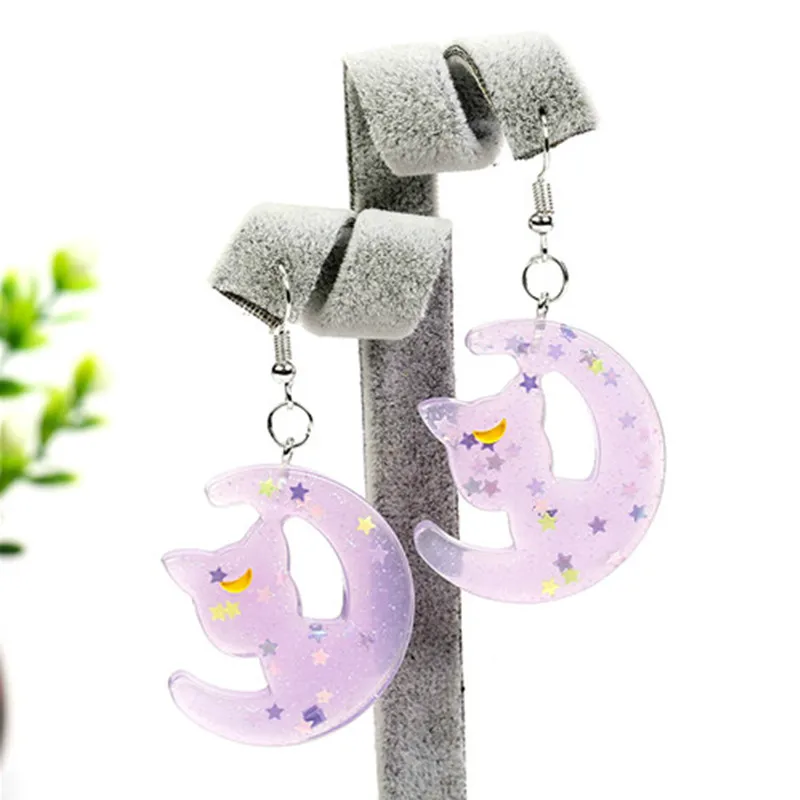 1pair Fashion Craft  Glitter Skull ,Totoro and flower Drop Earring Resin earring for Birthday Gift Child  Girls Teens Jewelry