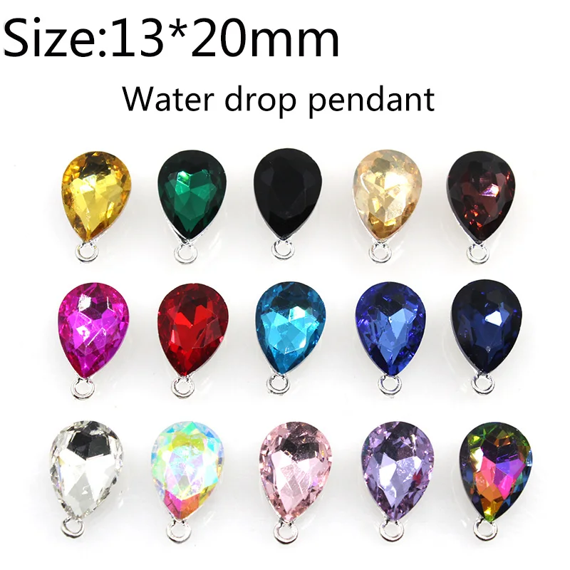 10pcs 13*20mm Glass Droplets Pendant Snap Sewing for Craft Rhinestone Button for Clothing Diy Handicraft Accessories Decorative