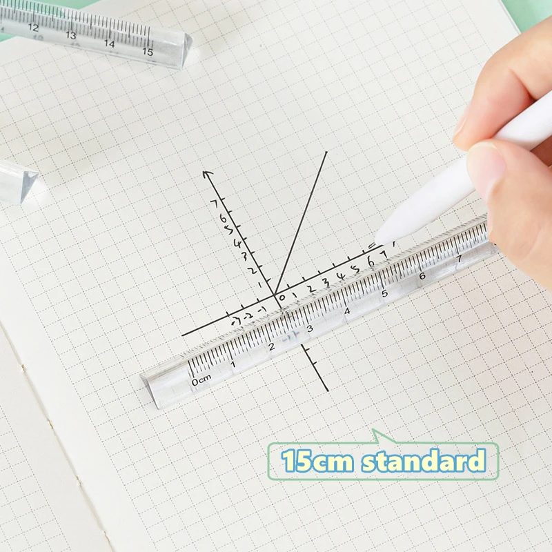 15cm Acrylic Three Edges Straight Ruler Transparent Clear Scale for Drawing Measure Office School Student Supplies F690