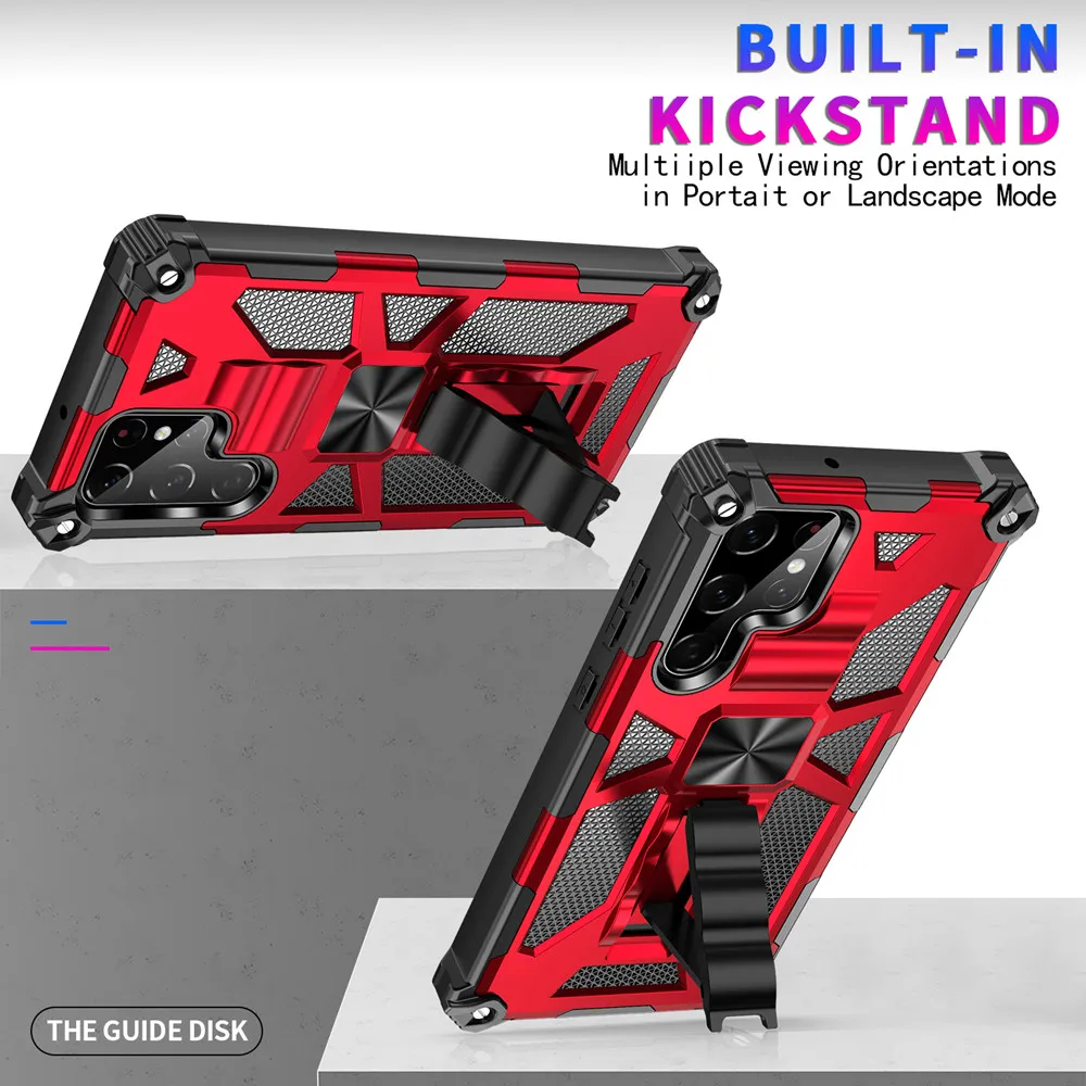 Military Hard Armor Shockproof Case For Samsung Galaxy S26 Ultra S25 FE S24 S23 S22 S21 A57 A17 A15 A16 A56 Kickstand Back Case