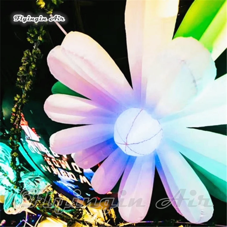 

2m/3m Giant Lighting Hanging Inflatable Daisy Flower With RGB Led Light For Nightclub Ceiling And Music Party Decoration