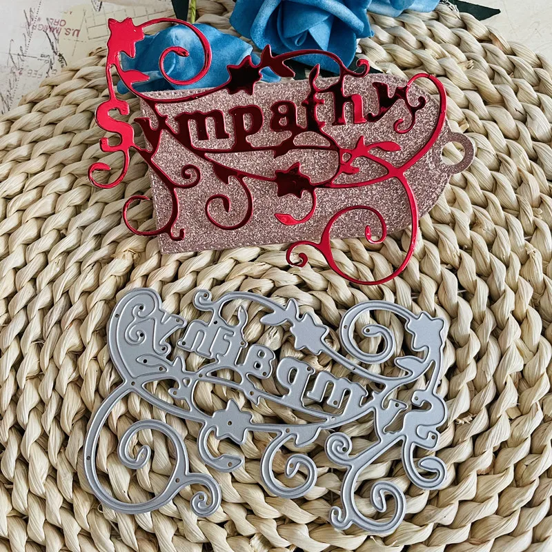 flower with sympathy word frame background Metal Steel Cutting Die Stencil For DIY Scrapbooking Paper/photo Cards Embossing Dies