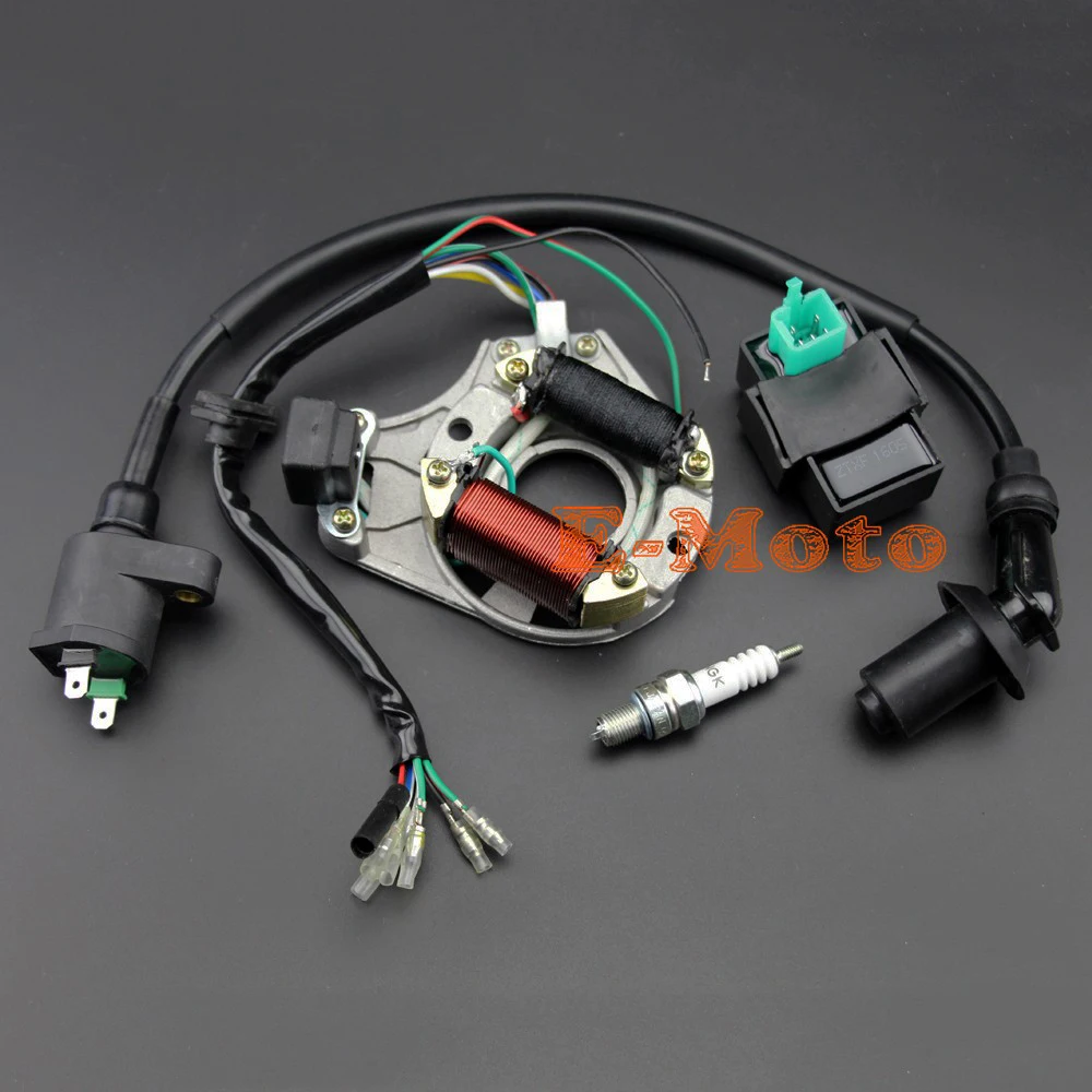 Ignition Rebuild Kit Chinease ATV 50cc 70cc 90cc 110cc 125cc ATV Magneto Stator CDI Ignition Coil Plug C7HSA Spark Plug