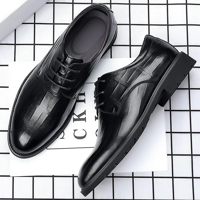 Men's New Genuine Leather Shoes Square Toe Business Dress High-end Mens Formal Shoes Breathable Comfortable Shoes