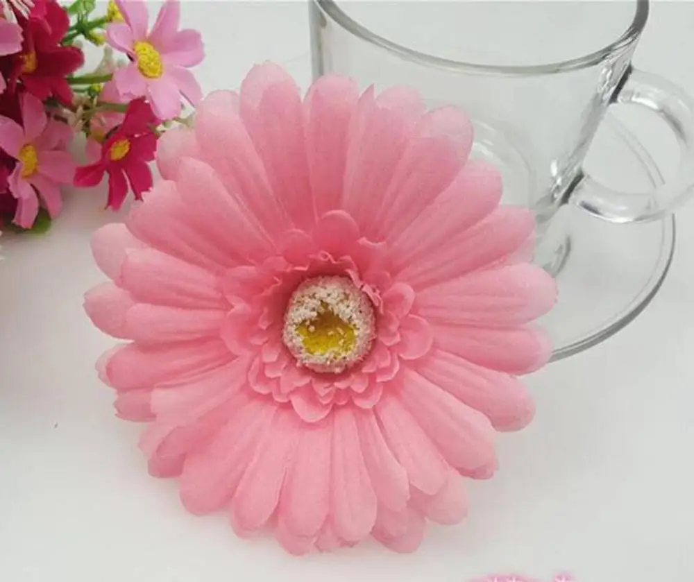 Silk Flower Heads Artificial Gerbera Daisy 4 inch For Crafts Corsage DIY Home Wedding Decor Centerpieces