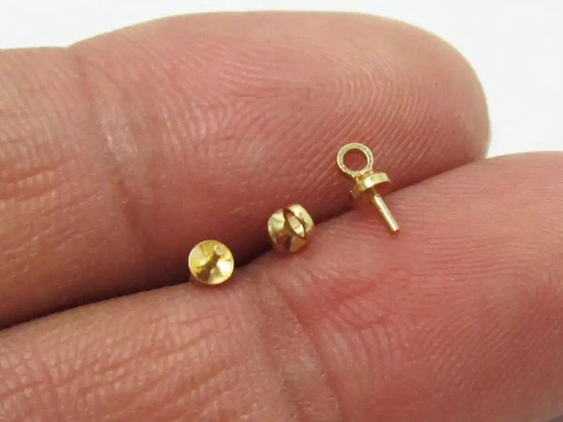 200 peças de estacas, tampas de contas meio perfuradas, alfinetes de latão, 3mm, tampas de contas de pérolas, alfinetes de olho, conector de pingente - R667