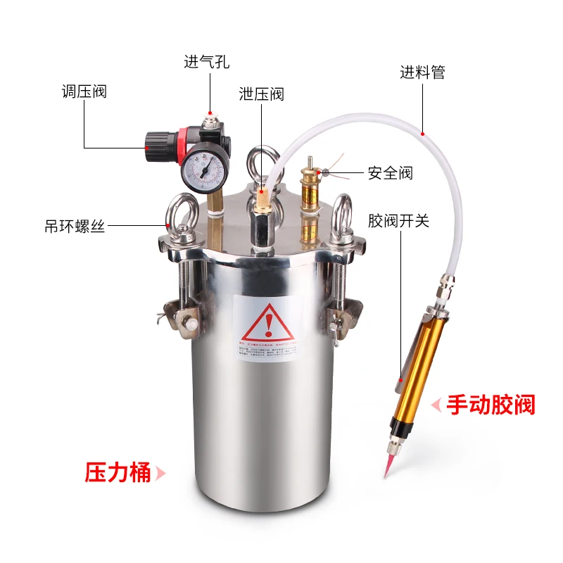 موزع الغراء بسيطة دليل الغراء الغراء آلة الغراء الكربون الصلب الفولاذ المقاوم للصدأ خزان الضغط مع صمام تدفق كبير الغراء