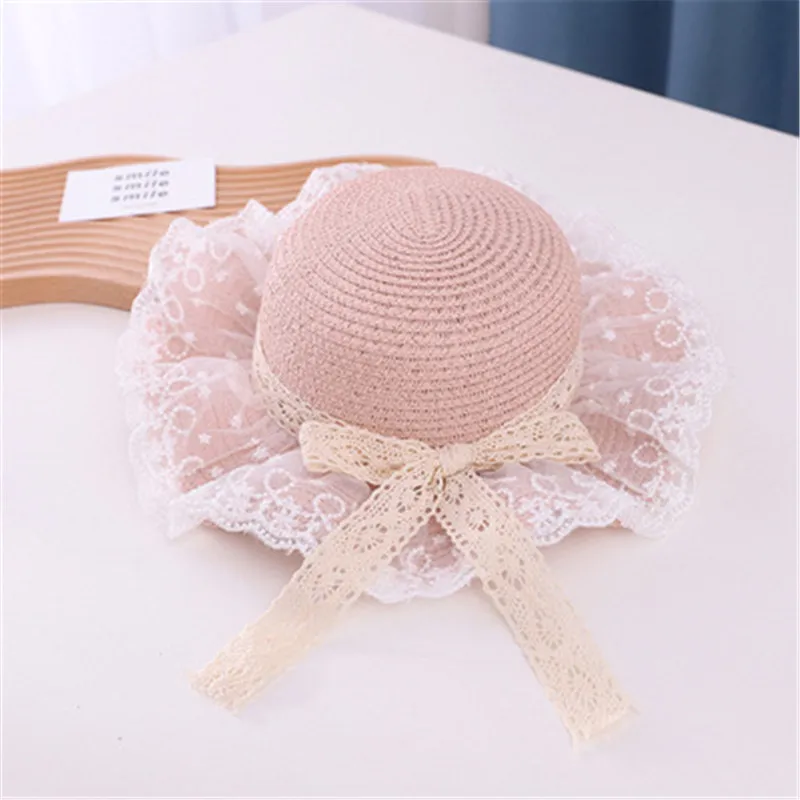 Lace Kids Panama Hats for Girls Straw Mother Baby Hat Summer Kids Sun Hat for Girls Beach Baby Girl Cap 1PC