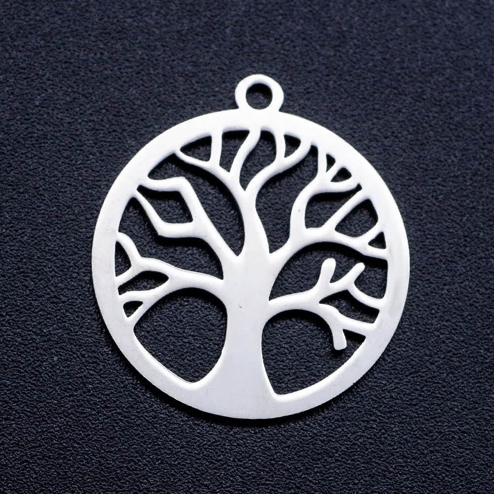 10pcs/lot Tree of Life DIY Jewelry Charms Wholesale 316 Stainless Steel Charm for Necklace Making Factory Direct