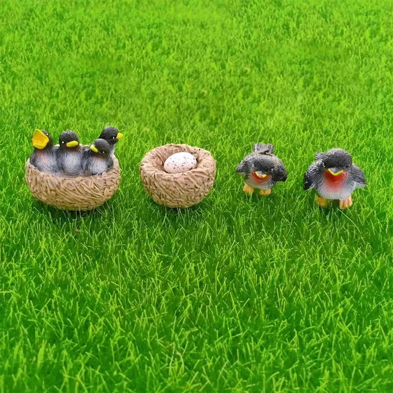 Resin Miniature Garden Decoration Creative Swallow Forest Ornament Plant Miniature Landscape Gardening Flower Pot Home Decor