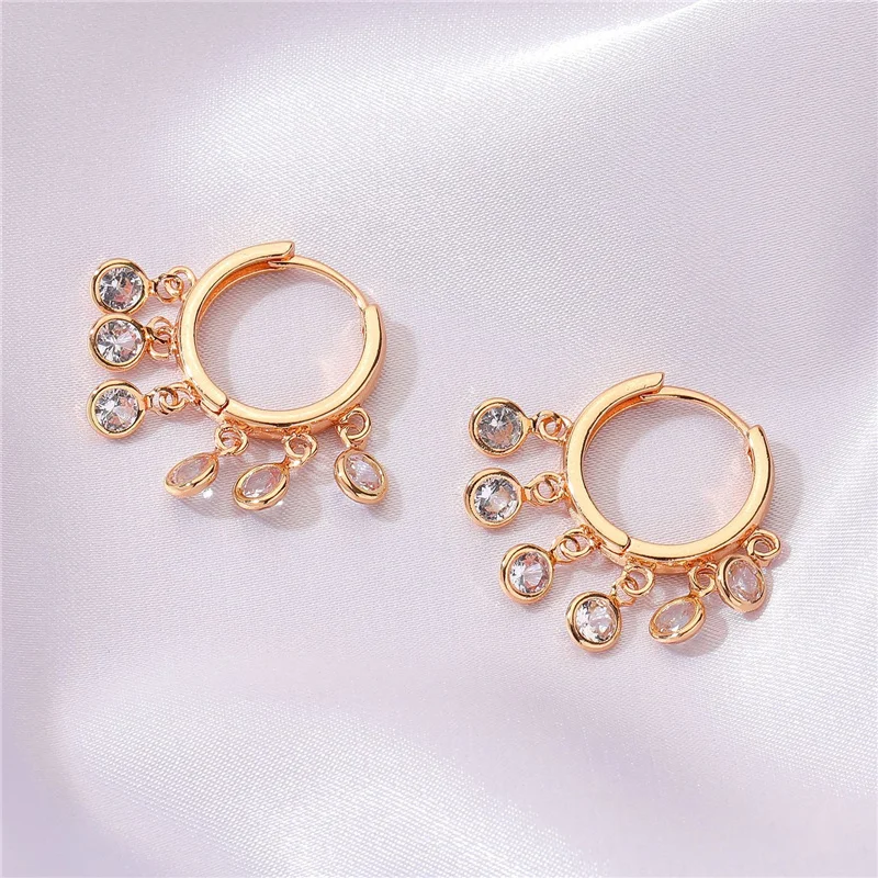 New Earrings For Women Simple Light Deads Small Ear Buckle Short Cute Temperament Tassel Zircon Hoop Earrings Women Gift Jewelry
