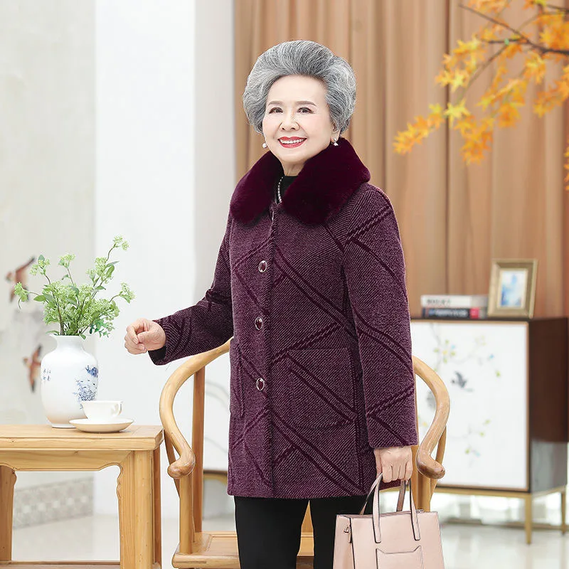 2022 New Fashion Elderly Women Winter Warm Jacket Coat Female Thicken Imitation Mink Velvet Coats Parkas Outerwear Overcoat