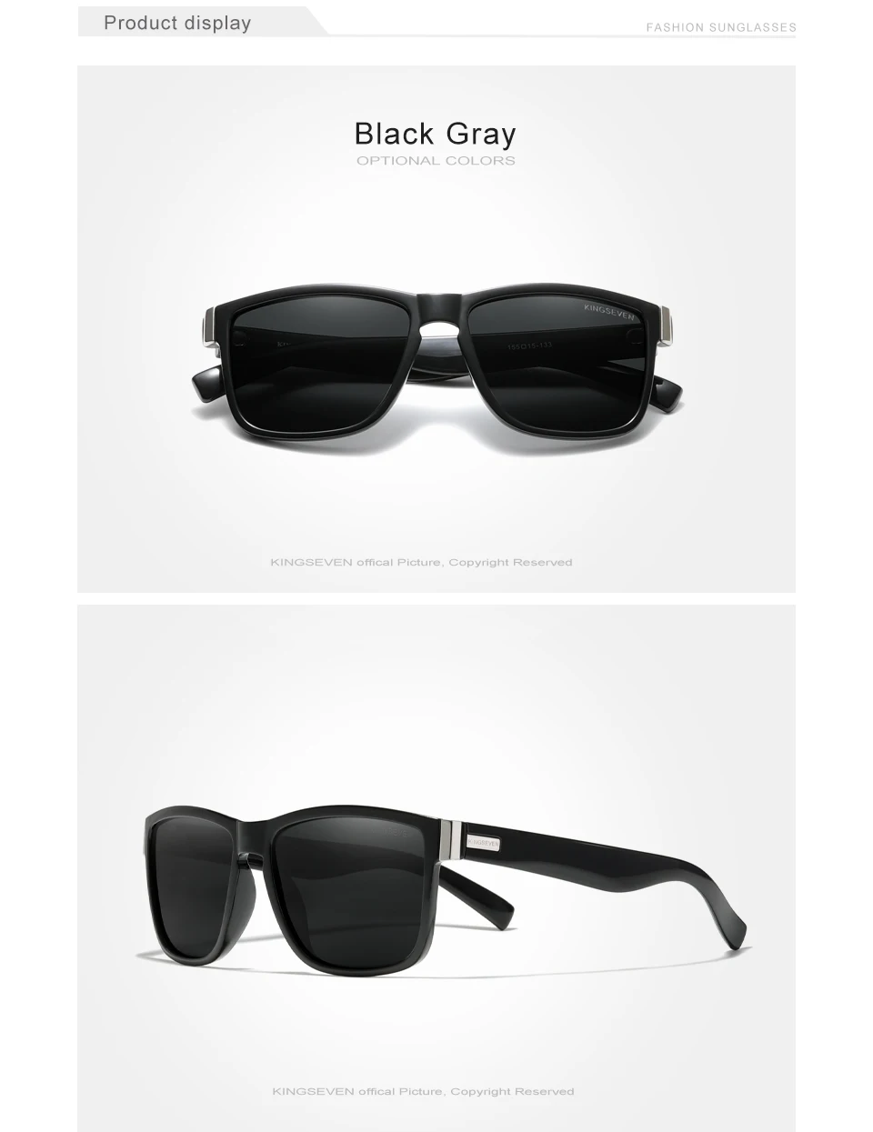 KINGSEVEN Marken-Polarisierte Sonnenbrille für Männer und Frauen, Quadratische Fahrerbrille, Outdoor-Sportbrille mit UV400-Schutz – Detail 3