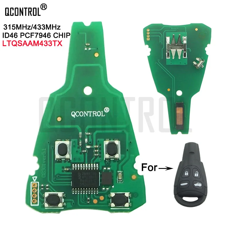 QCONTROL Car Remote Control Key Circuit Board for SAAB 93 9-3 2003 2004 2005 2006 2007 2008 2009 2010 2011 ID46 PCF7946 Chip