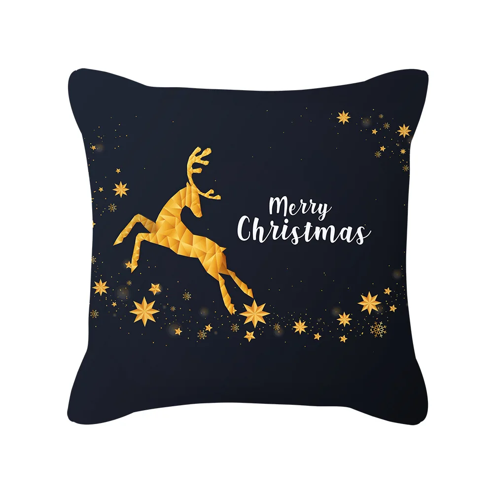 45*45cm Christmas Pillow Cover Black Gold Series Pillowcase Without Pillow Core Pillows Decor Home Cojines Decorativos Para Sofá