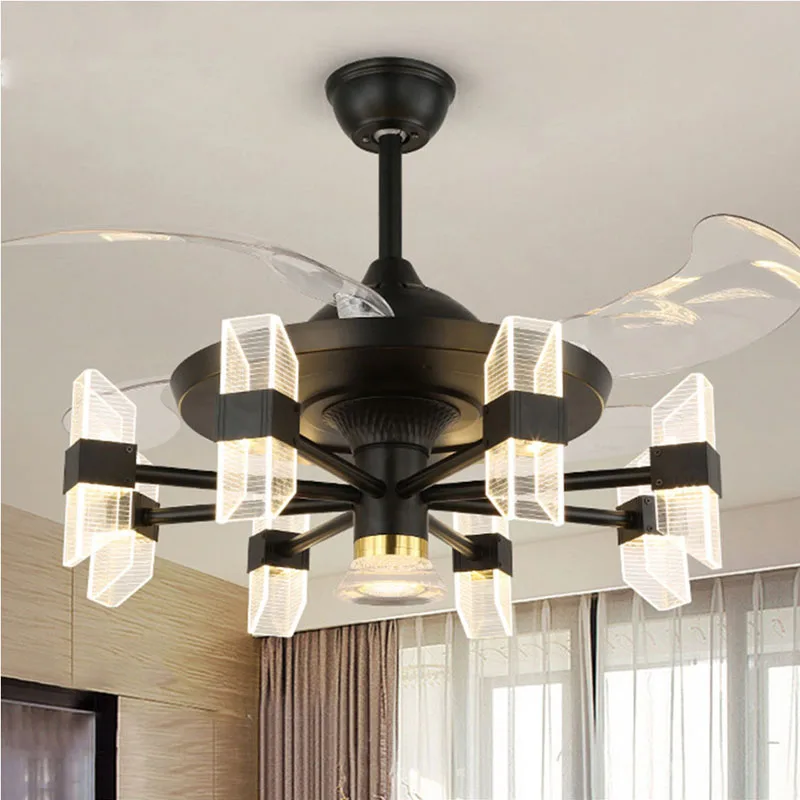 42 Inch Minimalist Ceiling Ventilator Lamp Fan Chandelier Living Room Bedroom Fans Lamps Home Decro Dining Room Lighting